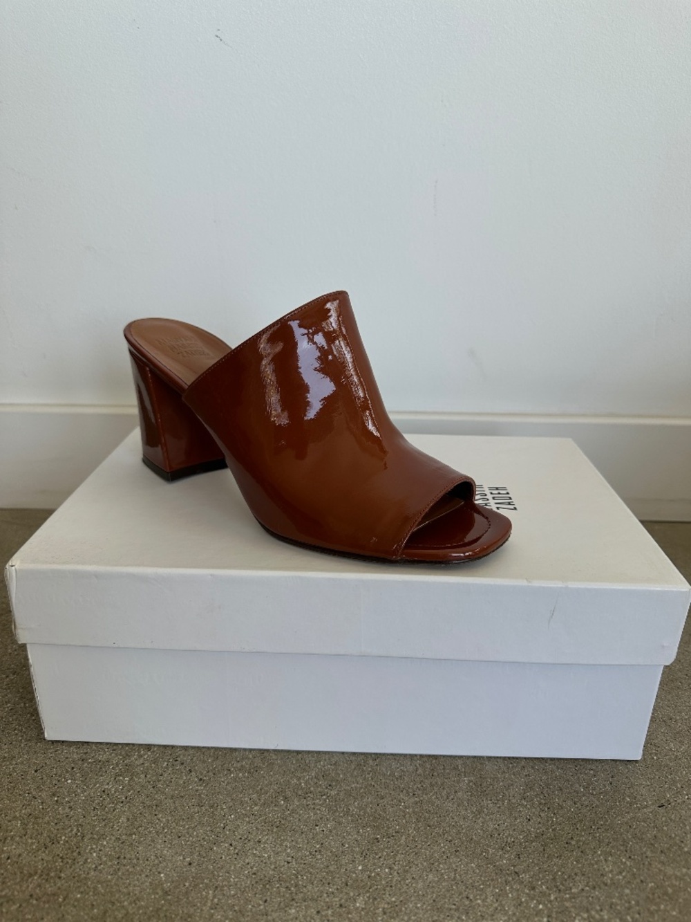 Womens Brown Mules Patent Leather Size  39